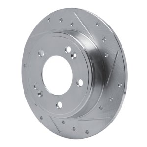 Hyundai Elantra Coupe Brake Rotor (1) - Rear Right - R1 Concepts - Drilled & Slotted - Silver - `11-`25